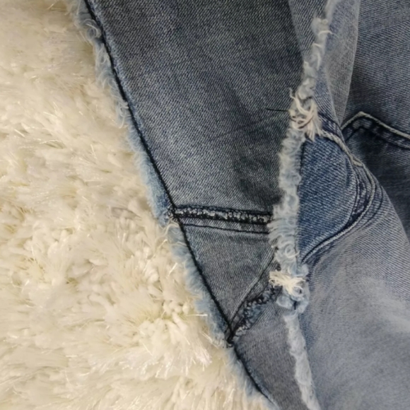 Black Orchard Juniors 27 Faded Jean Distressed unhemmed Mini Skirt New Tags FLAW - Picture 2 of 8